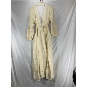 A Perfect Nomad 100% Organic Cotton Boho Style Maxi Dress Cream Yellow One Size